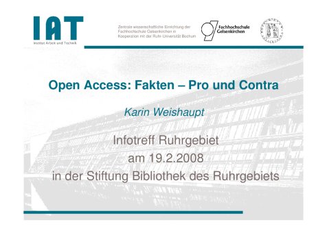 Open Access: Fakten - Pro und Kontra