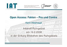 Open Access: Fakten - Pro und Kontra