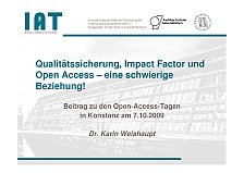 Beitrag zu den Open-Access-Tagen in Konstanz am 7.10.2009