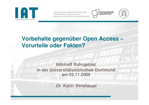 Vortrag beim Infotreff Ruhrgebiet am 5.11.2009