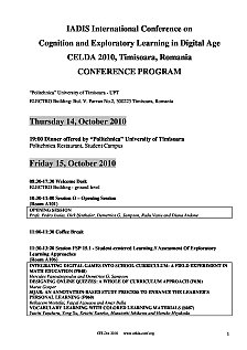 Programm IADIS International Conference on   Cognition and Exploratory Learning in Digital Age 14.-17.10.2010