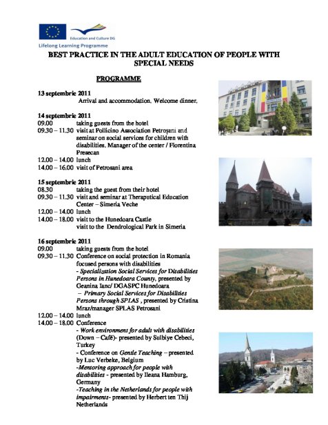 Programme 'BEST PRACTICE IN  THE  ADULT EDUCATION OF PEOPLE WITH  SPECIAL NEEDS'