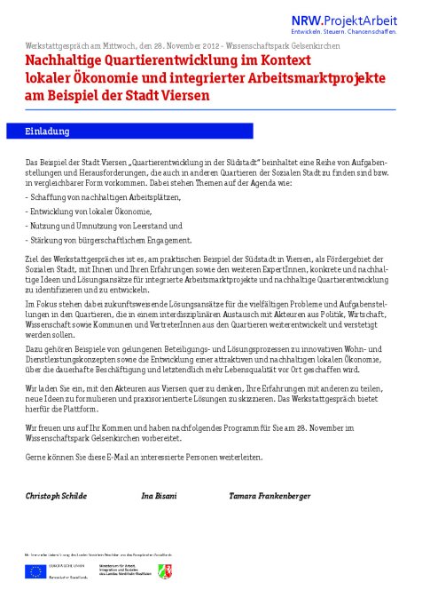 Programm Nachhaltige Quartierentwicklung