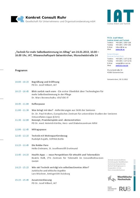 Technik für mehr Selbstbestimmung im Alltag Programm