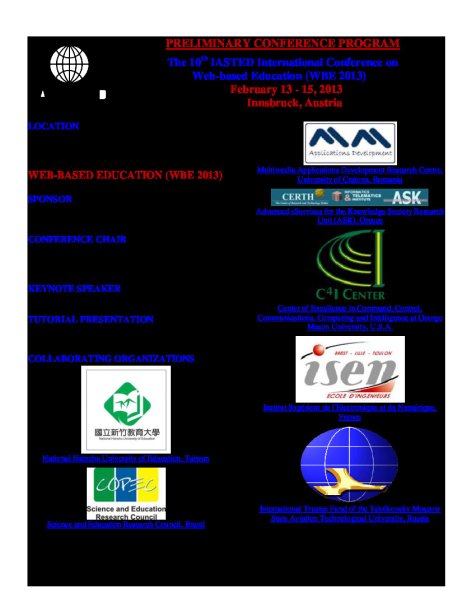 PRELIMINARY CONFERENCE PROGRAM