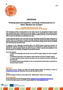 Invitation 'Pulling resources together: exchange of best practice in talent retention for Europe' 2013-10-10
