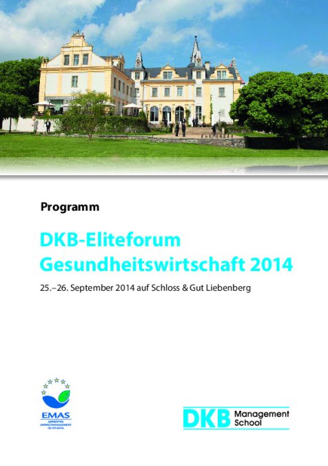 Programm DKB-Eliteforum Gesundheitswirtschaft 2014 25.-26.09.2014
