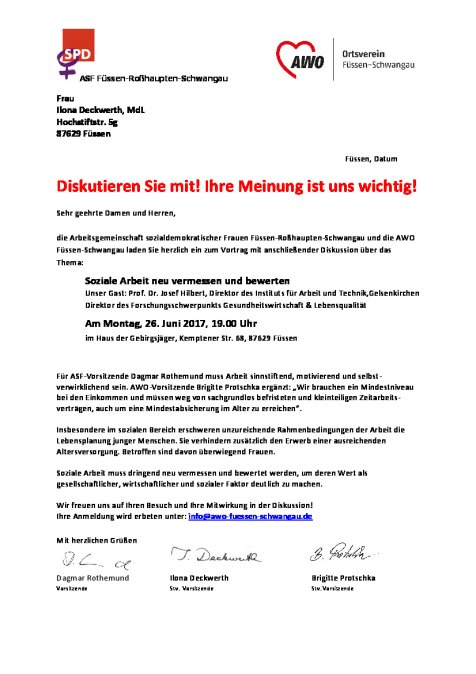 Einladung 26.06.2017 Soziale Arbeit neu bewerten 