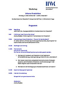 Workshop Programm Handwerkskammer Düsseldorf 12.03.2019
