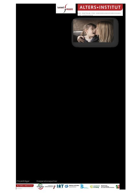 Auf der Seite des Programms ist oben, unterhalb des Logos des Alters-Instituts ein kleines rechteckiges Foto. Hierauf ist ein kleines, lachendes und Zuneigung ausstrahlendes Mädchen abgebildet, das von ihrer Mutter, die neben ihr sitzt, umarmt und auf die Wange geküsst wird.
