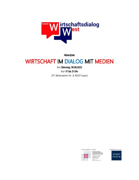 Ablaufplan Wirtschaft im Dialog mit Medien