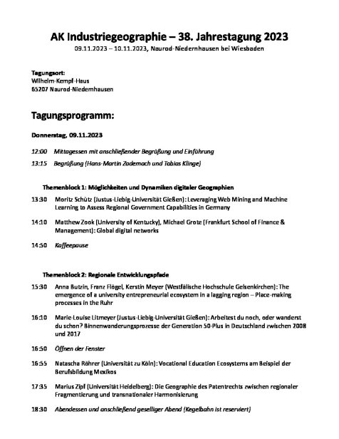 AK Industriegeographie - Jahrestagung November 2023_Programm