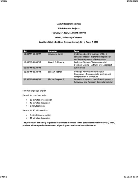 Understanding the nuances of disconnetedness of migrant entrepreneurs Lemex Seminar Bremen