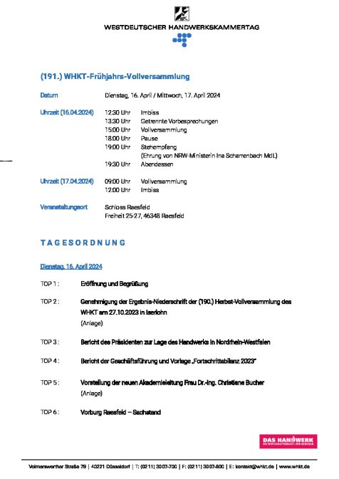 Tagesordnung 191 WHKT Raesfeld 160424