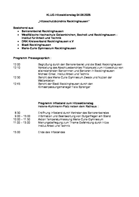 Programm Hitzeschutzbündnis 2025