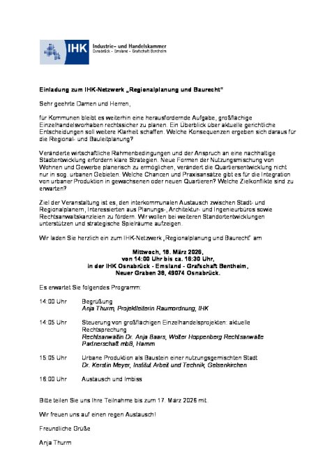 IHK-Netzwerk Regionalplanung und Baurecht 180326